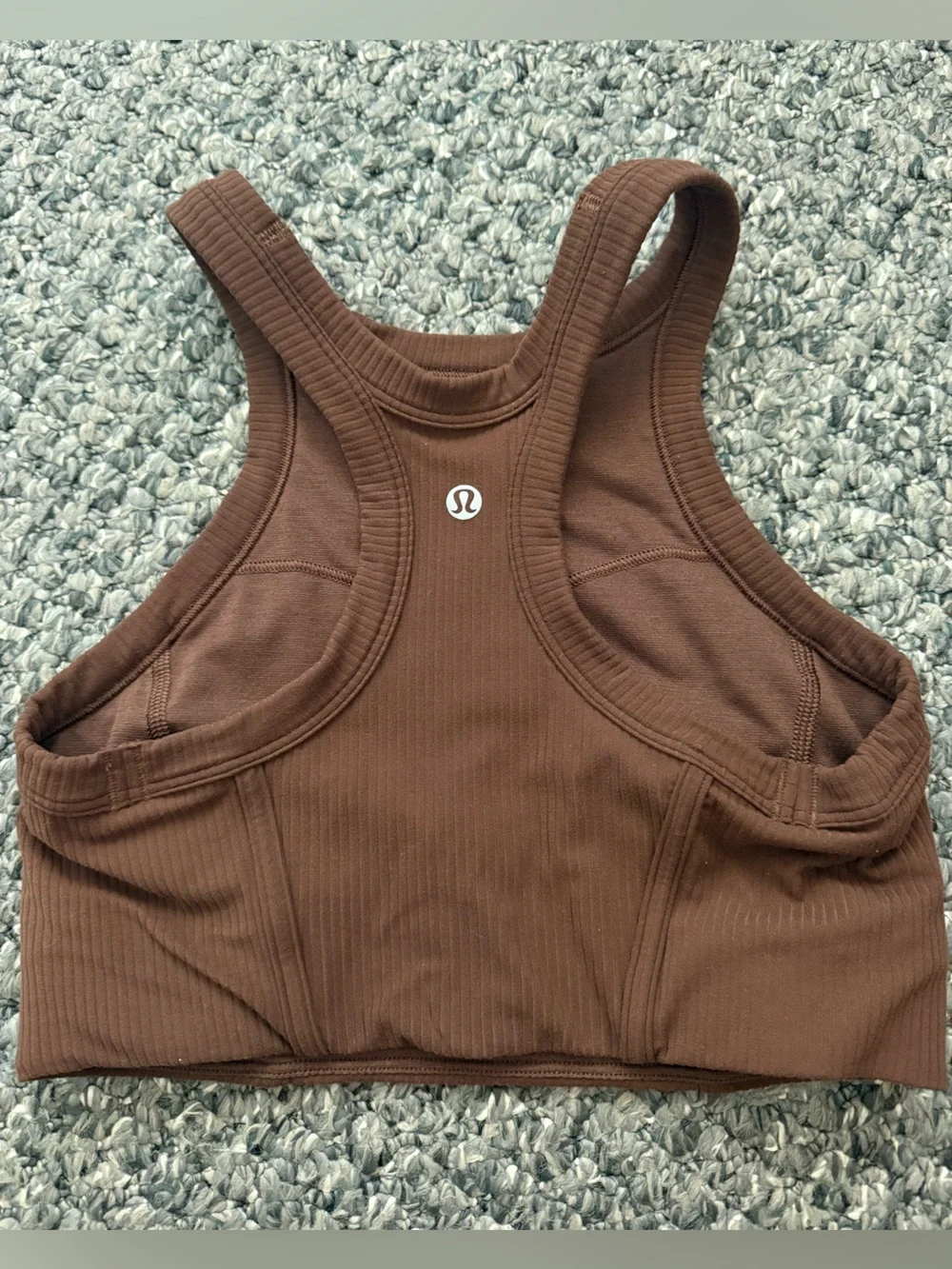 lululemon athletica Ribbed High-Neck Crop Sports Bra in Brown